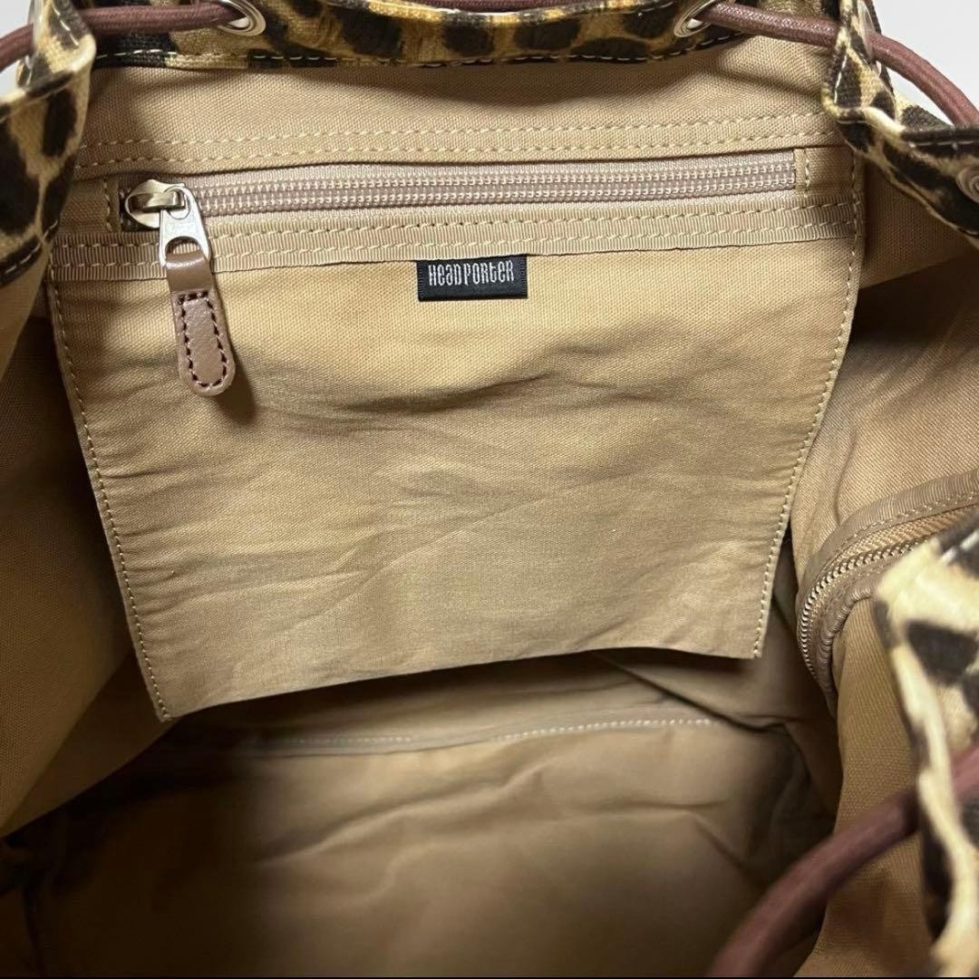 HEAD PORTER Leopard Drawstring Backpack 37cm x 38… - image 9