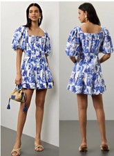 NWT Caroline Consta New York Floral Blue/White Mini Dress Sz 4