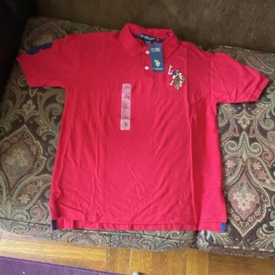 US Polo Assn. Red L Men's Short Sleeve Collared Polo Shirt Embroidered Logo