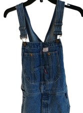Bib Overalls Hisea Mens 32w x 34L Blue Denim Carpenter Hammer Loop Workwear