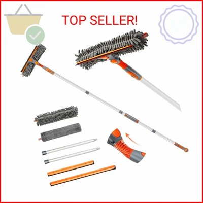 Eazer 89'' Squeegee Window Cleaner 2 in 1 Rotatable Window Cleaning Tool Kit wit