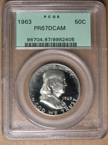 50C 1963 Franklin Half Dollar PCGS PR67DCAM SUPERB CAMEO PROOF *  AvenueCoin