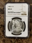 1880-S $1 Morgan Silver Dollar NGC MS64.   015