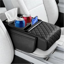 5-in-1 Car Center Console Cover,Leather Car Armrest Cover with Cup Holder/Storag