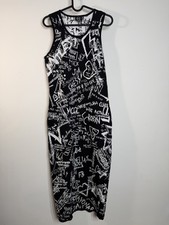 Alexander McQueen Black Chalkboard Jacquard Knit Midi Tank Dress Size L