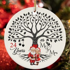 24th Anniversary Ornament Santa Claus Couple 24 Year As Mr  Mrs Christmas Gift