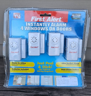 FIRST ALERT 4 Pack Premium Window & Door Security Alarms RED DESCRIPTION R6 5