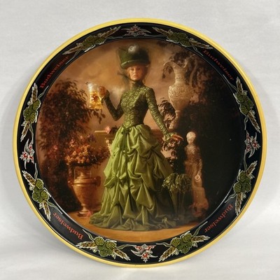 Budweiser Beer Tray Lady In A Green Dress Hoops 13  Round