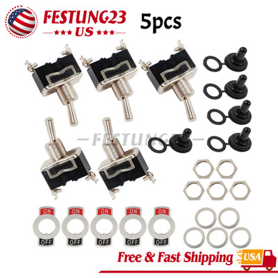 5X Toggle SWITCH ON/OFF Heavy Duty 15A 250V SPST 2 Terminal Car Boat* Waterproof
