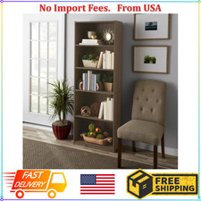 71" Tall Adjustable 5-Shelf Wood Bookcase Storage Shelving Book Wide Bookshelf