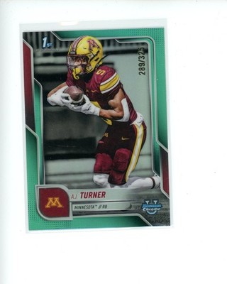 2025 Bowman Chrome University Aqua Refractor #52 A.J. Turner #d 289/325