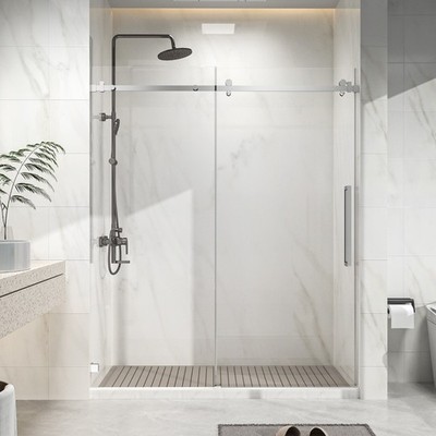 56-60''x72''Single Sliding Shower Door-6mm EasyClean Tempered Glass  Chrome
