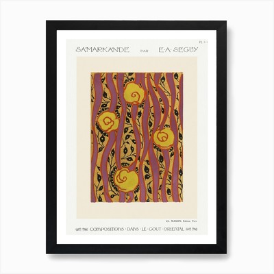 Blumenmuster Art Deco Schablone Pri gerahmt Wandbild Poster Leinwanddruck Bild