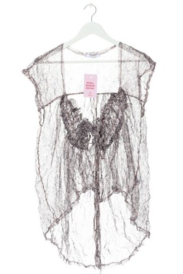 LAUREN VIDAL Strickweste Damen Gr. DE 42 weiß-hellgrau-schwarz Casual-Look
