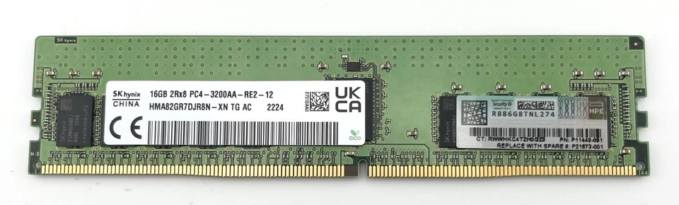 HPE P06031-B21 16GB (1x16GB) Dual Rank x8 DDR4-3200 CAS-22-22-22 Smart Memory - Image 3 of 4