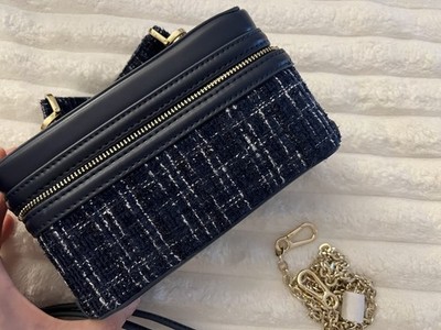 ZARA Shoulder Bag Cotton NVY Tweed