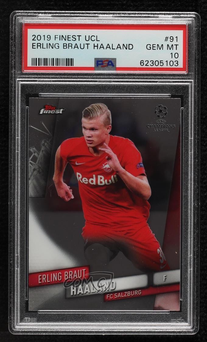 2019 Finest UEFA Champions League Erling Braut Haaland PSA 10 GEM MT Rookie RC
