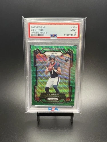 2023 PRIZM #339 CJ STROUD GREEN WAVE PRIZM RC GRADED PSA 9 MINT