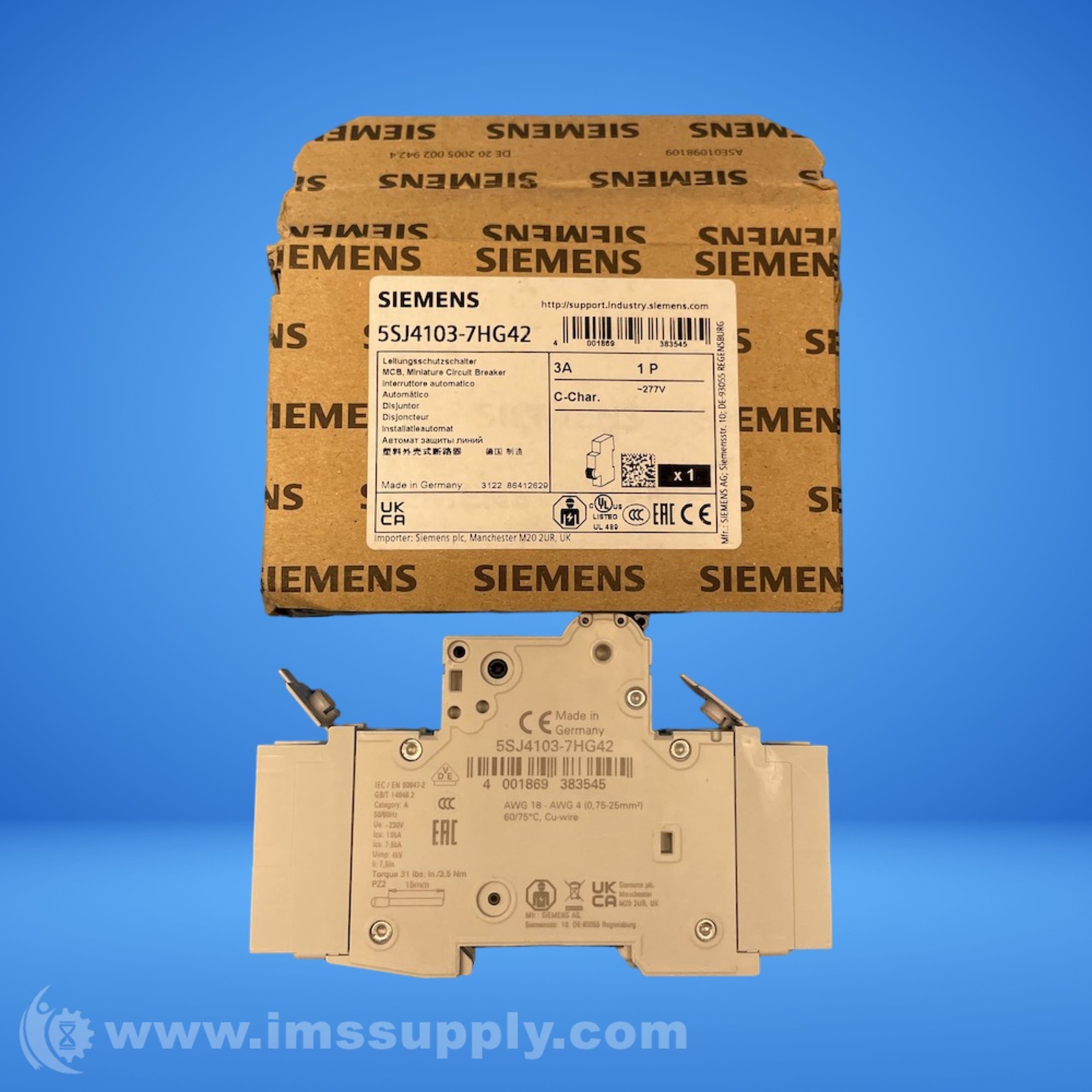 Siemens 5SJ4103-7HG42 Miniature Circuit Breaker FNOB