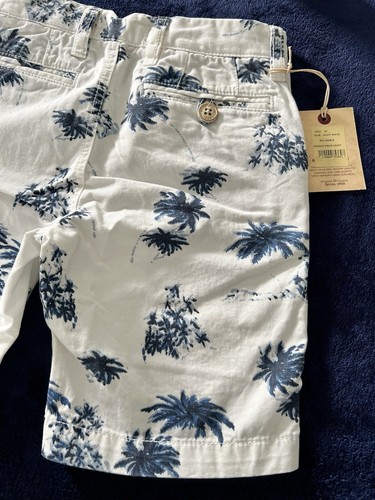 Rosé Pistol Kids Boy White Bermuda shorts 100% Cotton blue palm Trees Prints 7Y - Picture 9 of 17