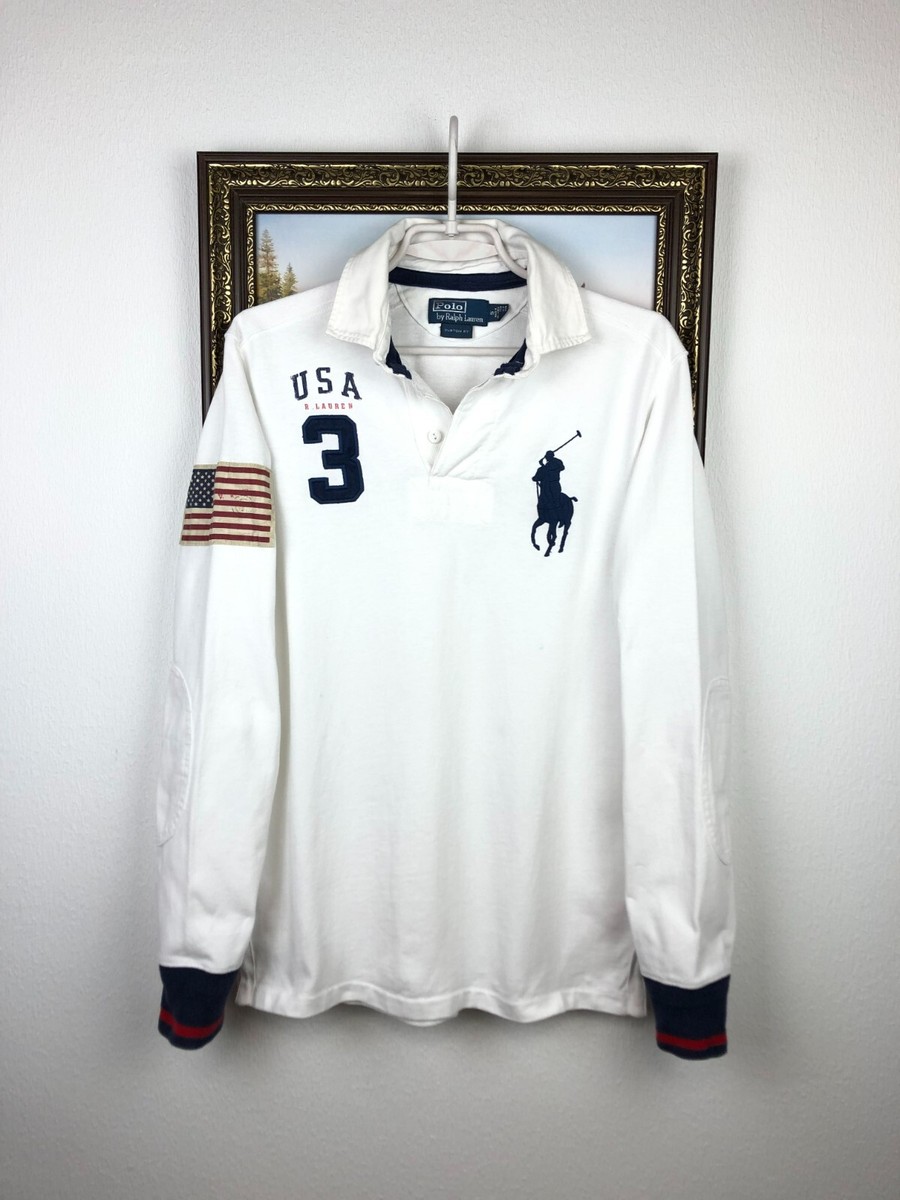 Vintage Polo Ralph Lauren Rugby USA Shirt Mens Jersey Big Pony #3