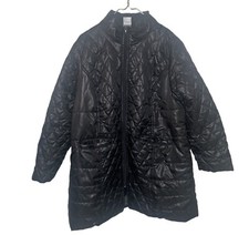 Roamans Womens Size L Black Puffer Quilted Packable Long Jacket