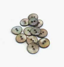 24 Buttons Brown Iridescent Natural Real Shell 2-Hole Sewing 15 mm #SH33