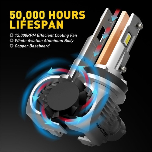 AUXITO H11 H9 Headlight LED Bulbs Low Beam Super Bright 6000K Xenon White CANBUS - Picture 5 of 12