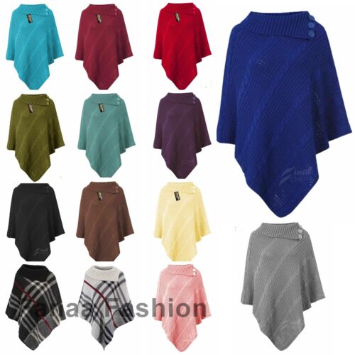 Women's Ladies Poncho Shawl Top Cardigan Winter Jacket Hoodie Scarves Cape Type - Picture 1 of 15