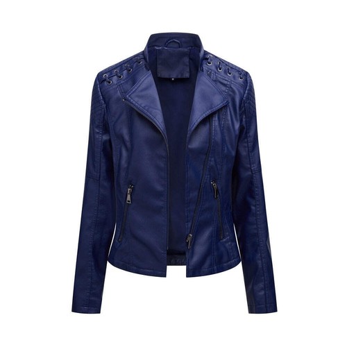 Women's Faux Leather Motorcycle Jacket Slim Fit Short Casual Lightweight Coat - Picture 3 of 101