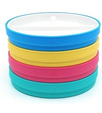 Elk and Friends 6.7" Kids Porcelain White Plates w/ Silicone Sleeves Dividers