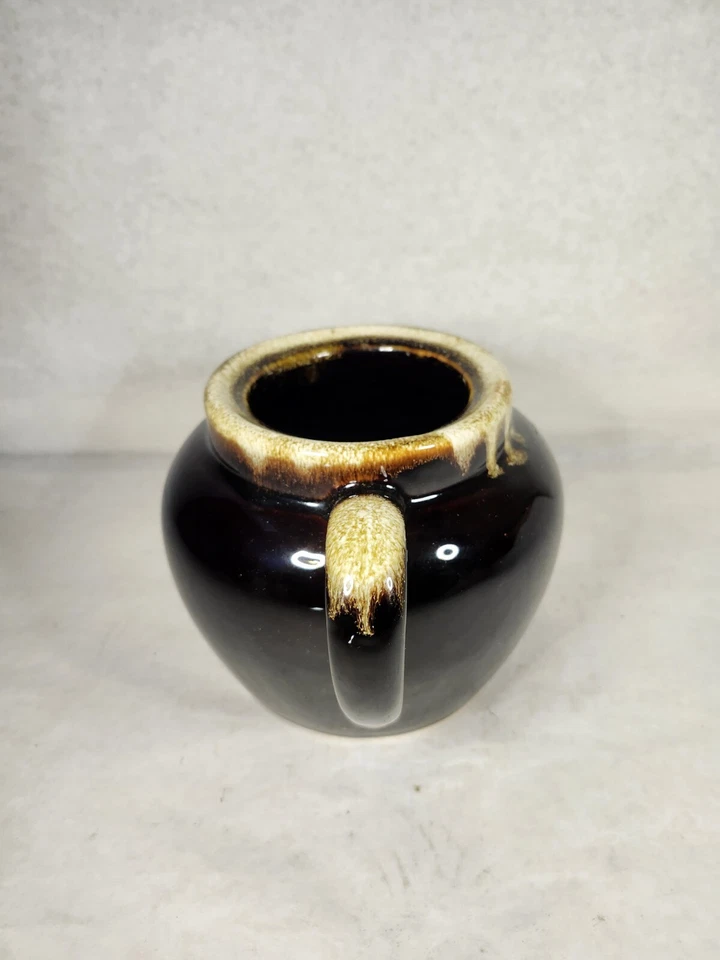 Vintage Pfaltzgraff Pottery Gourmet Brown Drip Glaze Tureen Bean Pot 6" No Lid Foto 3 de 4