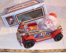 SANTA CLAUS MUSICAL CAR TIN BATTERY TOY BOXED WORKS