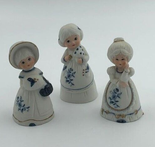 3 Collectible Jasco Merri-Bells Handcrafted Decorative Girls Each is a Bell - Picture 1 of 11