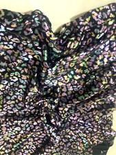Liquid lame polyester fabric 2 yards 12" x 46"aqua/lavender foil on black
