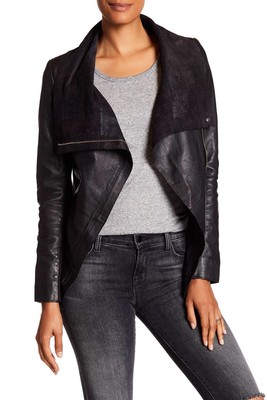 grey leather waterfall jacket