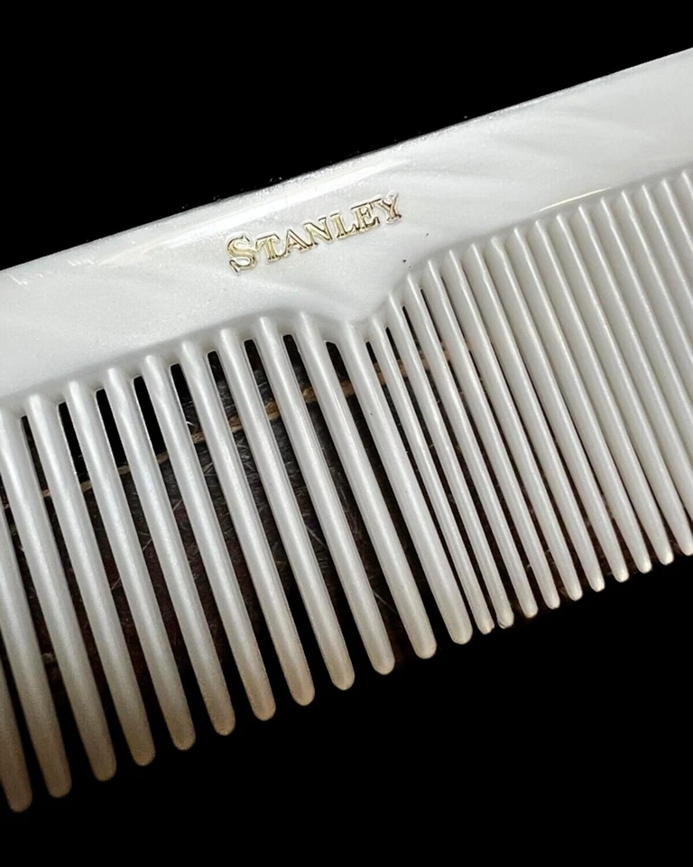 NUEVO Juego de cepillo y peine vintage STANLEY #4047 BLANCO NACARADO cerdas de nailon Foto 4 de 4
