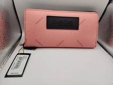 bebe Los Angeles Aja women's Wallet Clutch Zip Around Pink Black/Dara E2211 