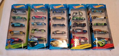 Hot Wheels LOT OF 5, 5 pack Sets TRACK BUILDER WORLD RACE X GAMES ROAD ROCKETS