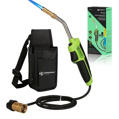 TURBOHEAT Propane Torch Kit /w Holster Mapp Map Gas Torch Head 5' Long Hose Trigger Start
