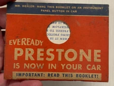 Antique Dealer Eveready Prestone Antifreeze Booklet & Paper Tag Rare Gas & Oil
