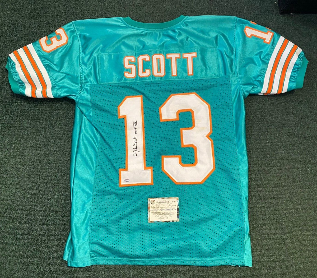JAKE SCOTT #13 MIAMI DOLPHINS MVP VII SIGNED AUTOGRAPHED JERSEY