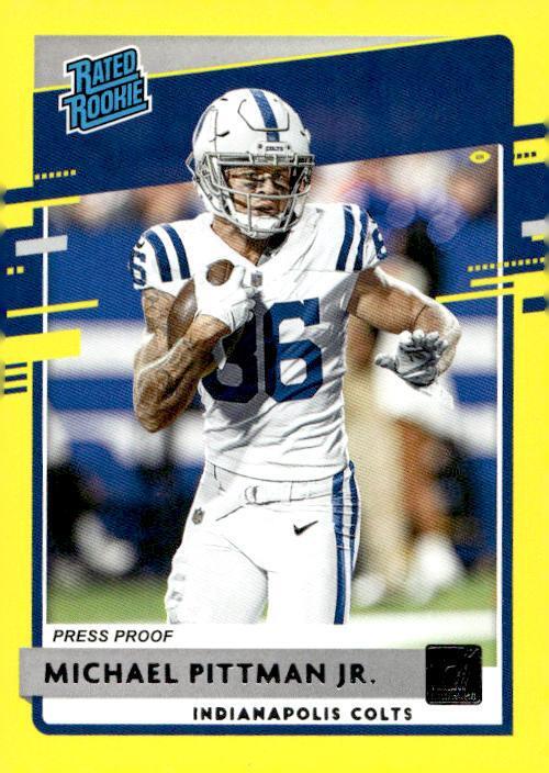 2020 Donruss #322 Michael Pittman Jr. Press Proof Yellow Rated Rookie