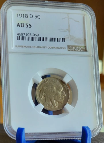 1918-D Buffalo Nickel AU-55 NGC