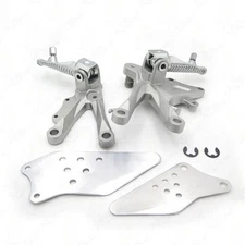 Front Rider Foot Rest Pegs Brackets For 2006-2010 Kawasakisaki ZX-10R Silver