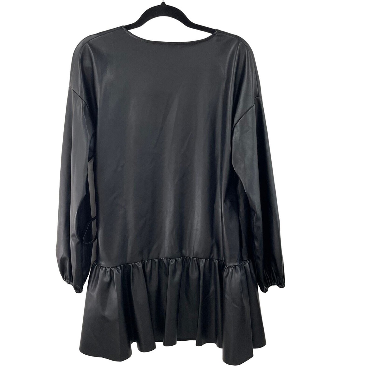 ASOS Design Leather Look Wrap Front Mini Smock Dress Black Womens 8 | eBay ASOS Design Leather Look Wrap Front Mini Smock Dress Black Womens 8 | eBay