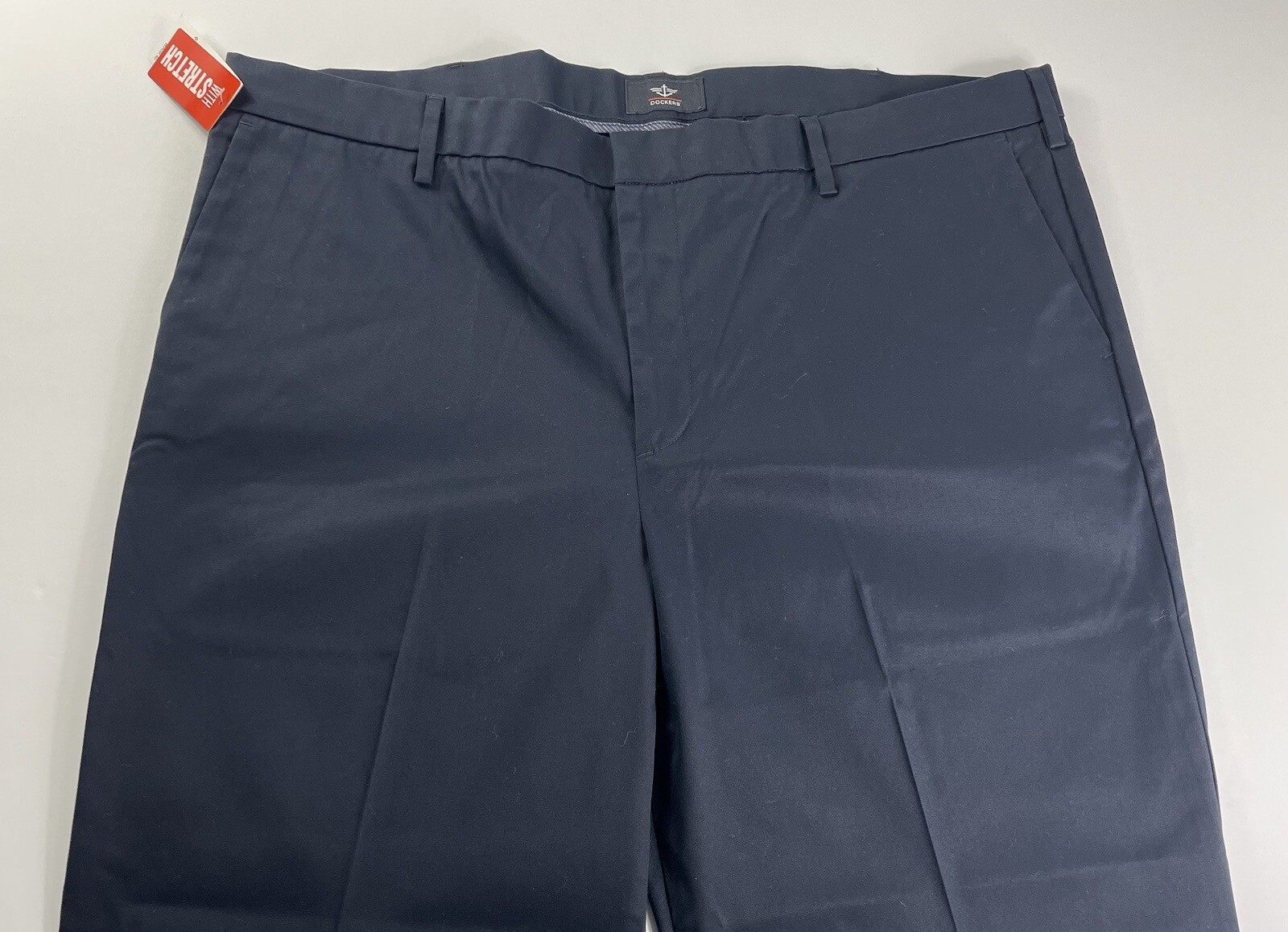 Dockers 44X32 Navy Blue Khaki Pants Men's Flat Front Stretch Classic