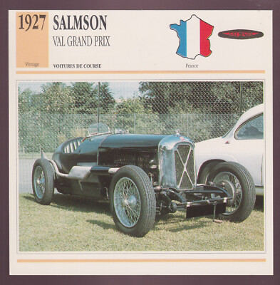 1927 Salmson VAL Grand Prix France Race Car Photo Spec Sheet Info French Card