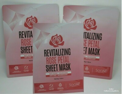 Revitalizing Rose Petal Sheet Face Mask Brand New Lot of 3
