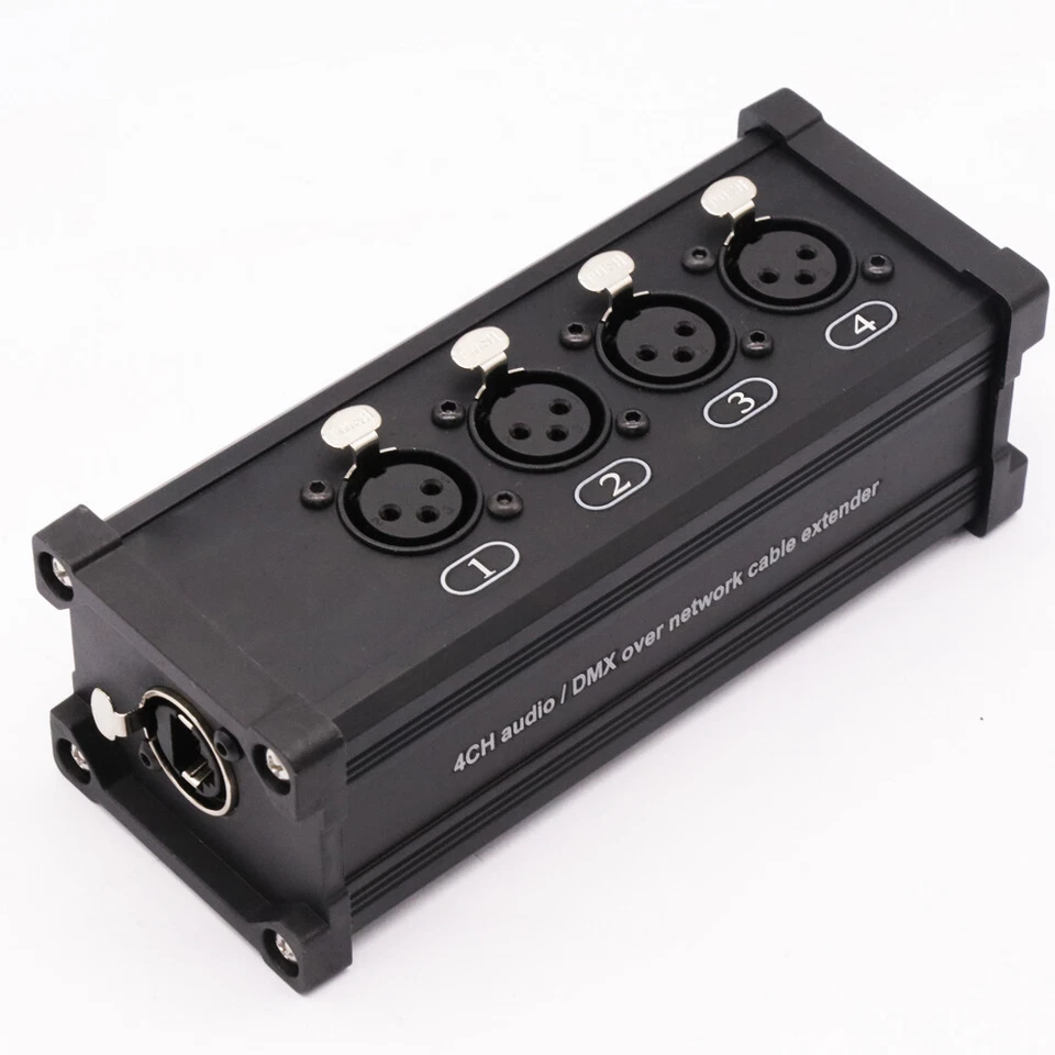 4 Channel 3-Pin XLR Male Female to Single Ethercon Audio Network Cable Extender - Image 3 of 4